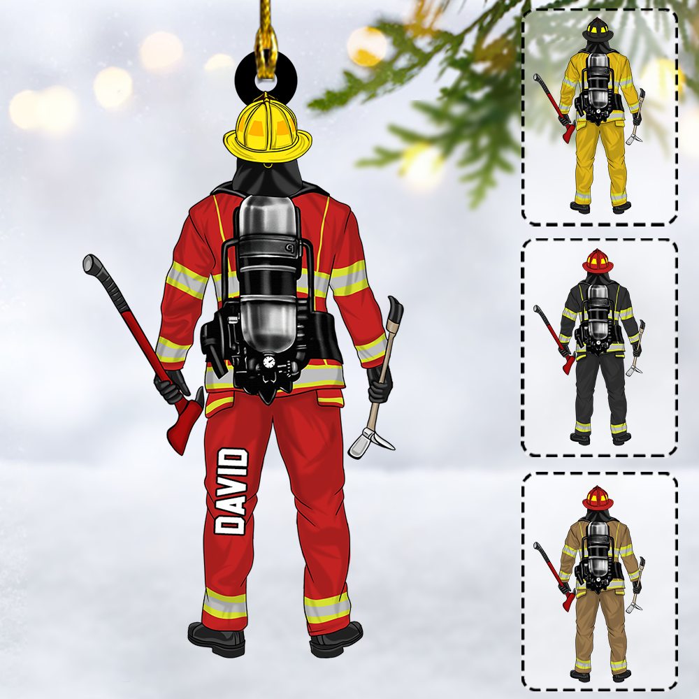 Personalized Firefighter Ornament For Fireman, Custom Firefighter Christmas Ornament