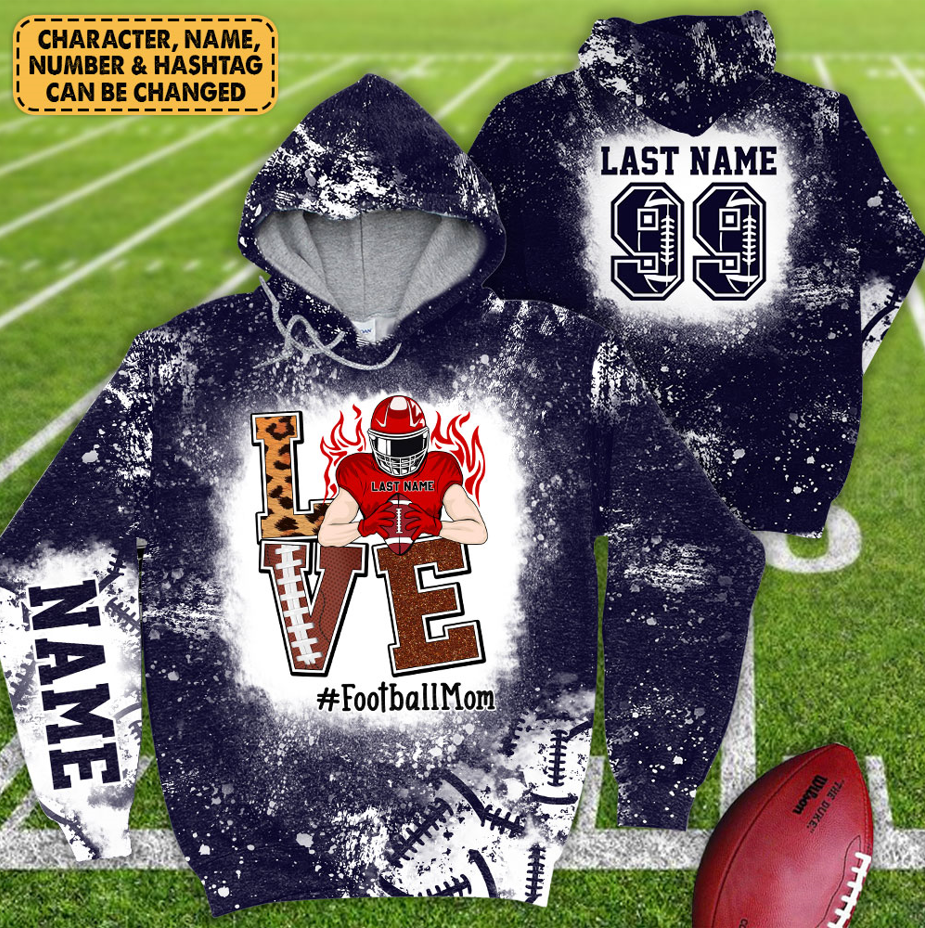 Love Football Bleach All Over Print Shirt Custom Shirt Gift For Football Player Football Lovers H2511