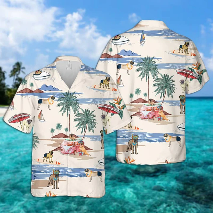 English Mastiff Summer Beach Hawaiian Shirt, Hawaiian Shirts For Men Short Sleeve Aloha Beach Shirt