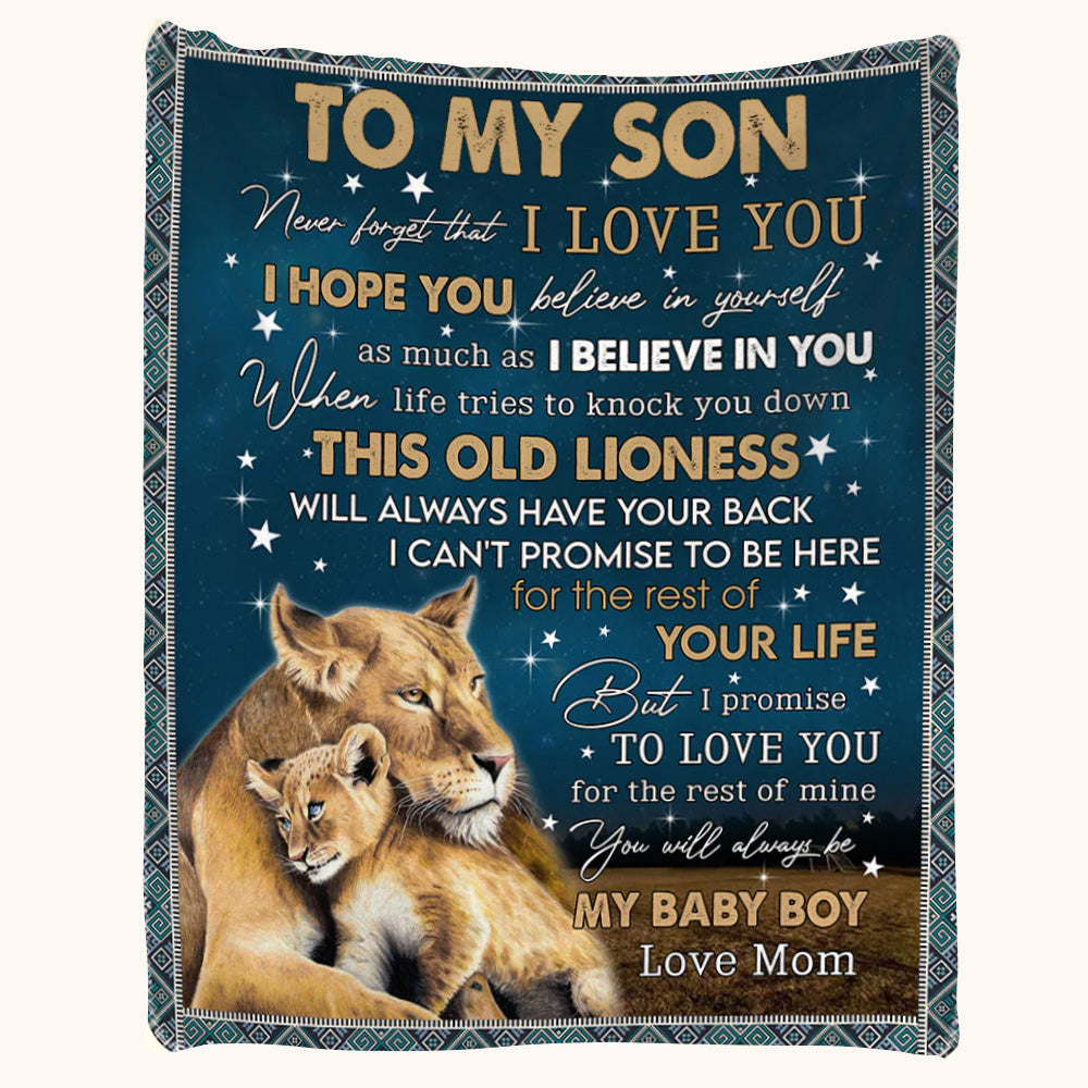 To My Son Never Forget That I Love You Custom Lion Blanket Gift For Son From Mom