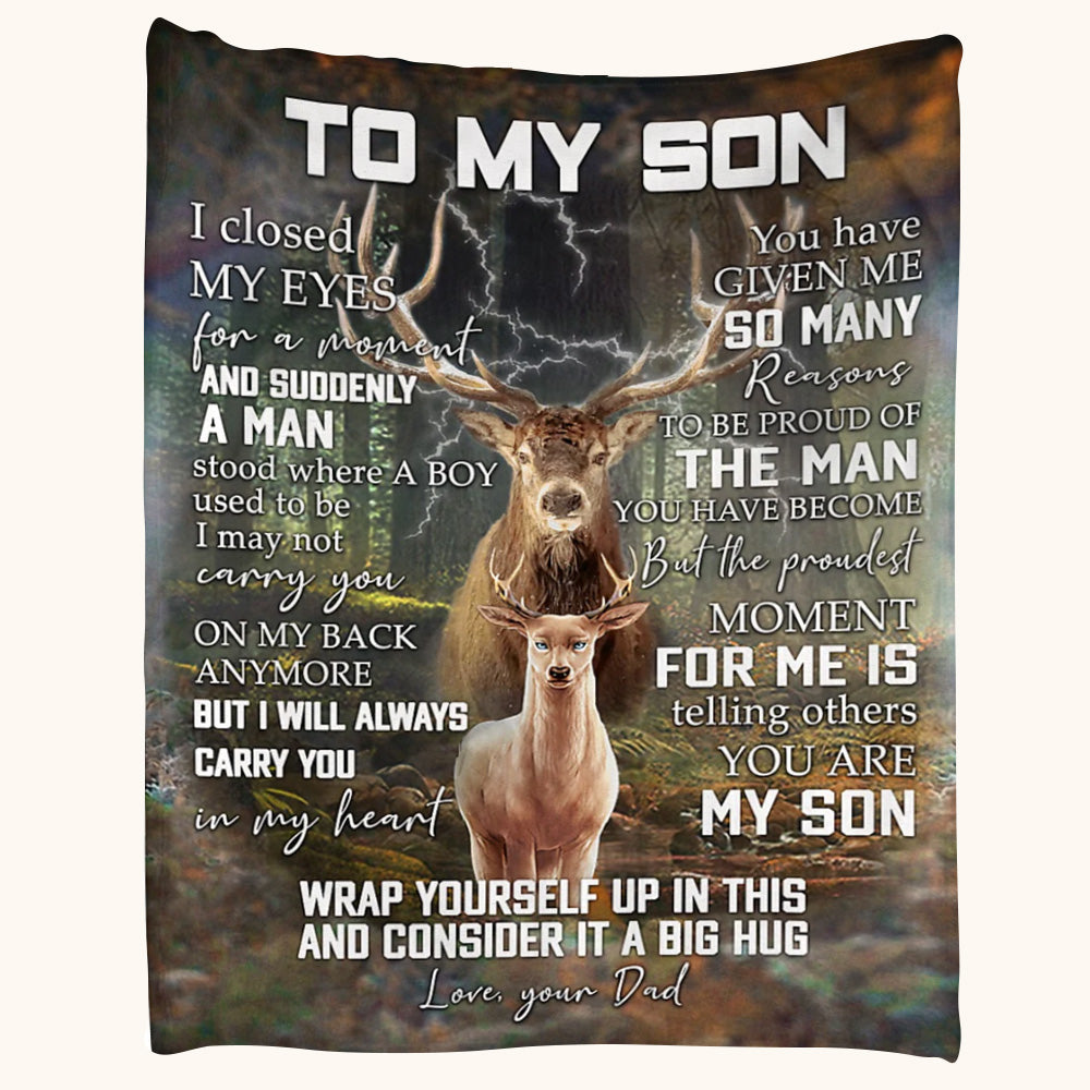 To My Son I Closed My Eyes For A Moment Couple Deer Custom Blanket Gift For Son