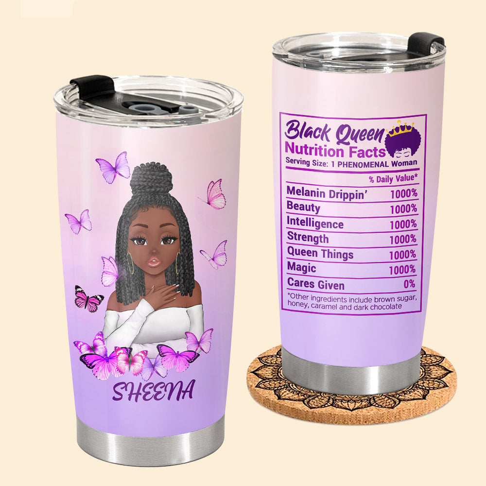 Black Queen Nutrition Facts Personalized Tumbler For Black Woman Black Girl