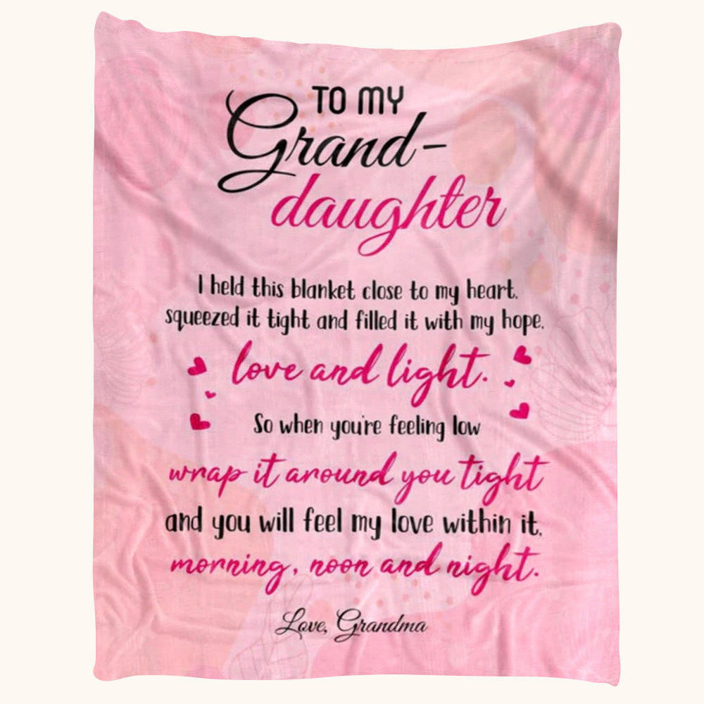 To My Granddaughter I Held This Blanket Close To My Heart Custom Blanket Gift For Granddaughter