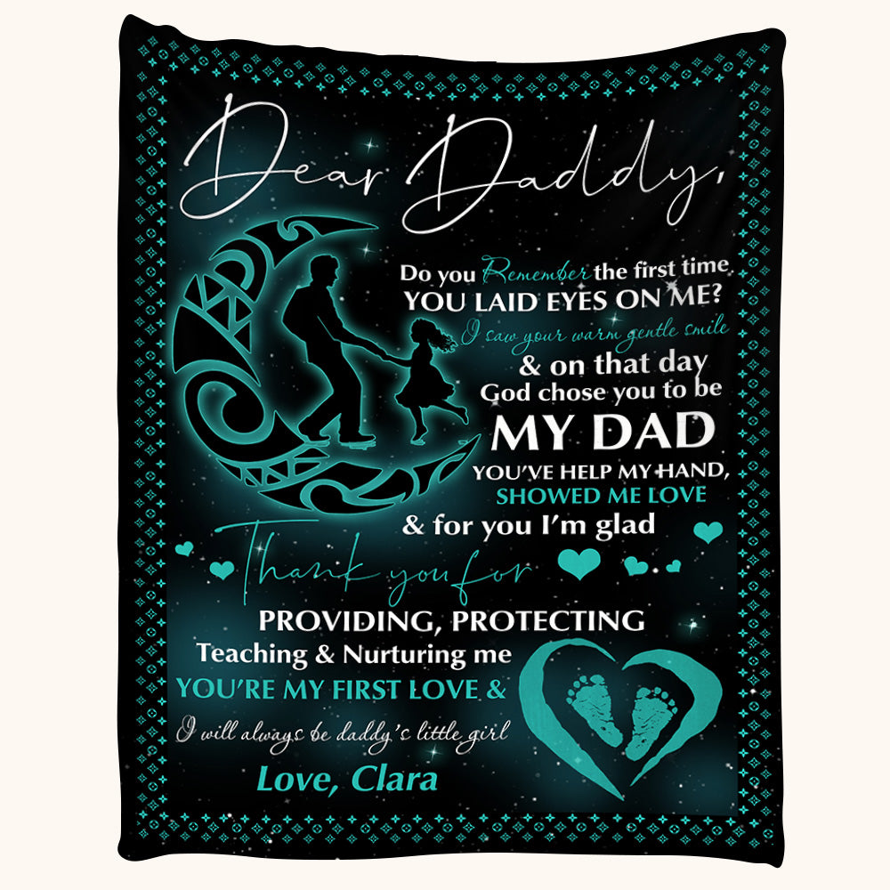 Dear Daddy Do You Remember The First Time Moon Night Custom Blanket Gift For Daddy