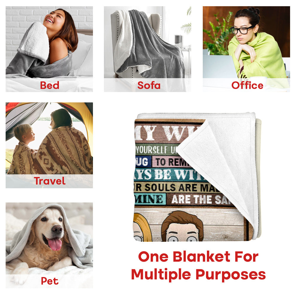 To My Wife When You Wrap Yourself Up In This Blanket Wood Stripe Couple Drink Coffee Custom Blanket For Wife