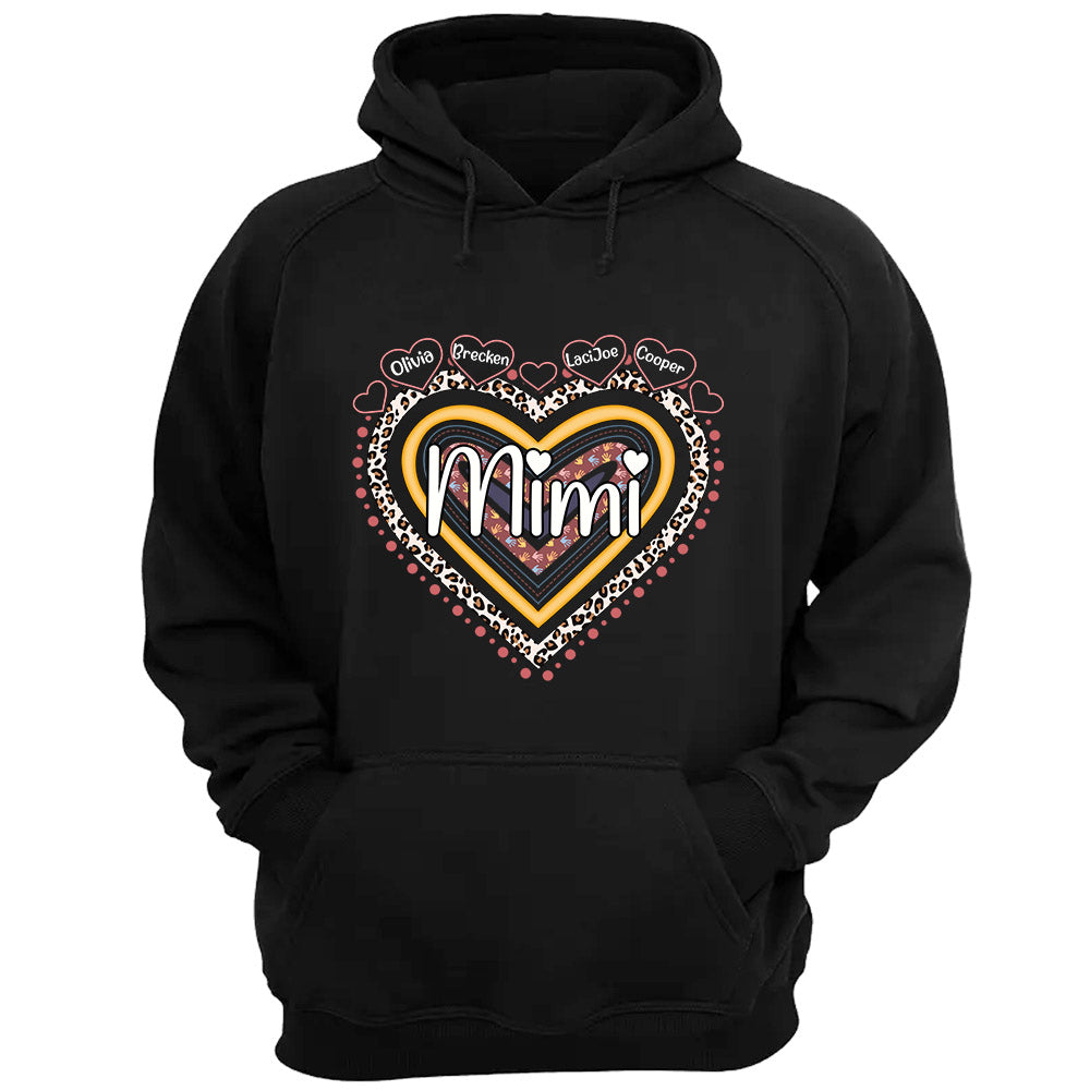 Grandma Nana Rainbow Leopard Heart Personalized Shirts For Grandma