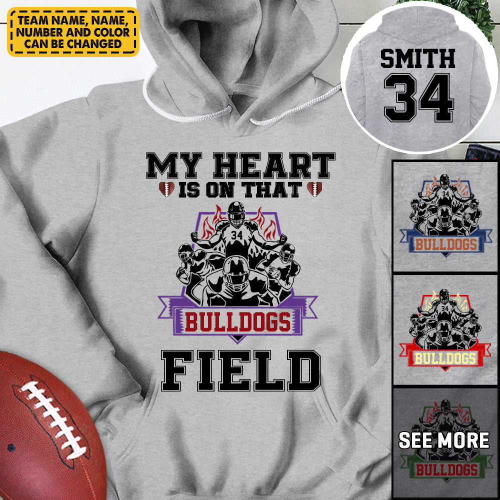 Personalized My Heart Is On That Field American Football Players Game Day Shirt