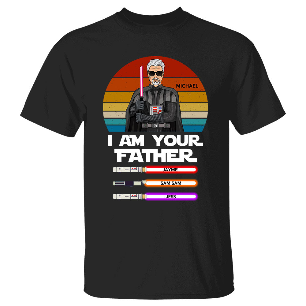 I Am Your Father Retro Color Darth Vader Premium T-Shirt | Personalized Gift with Kid's Name