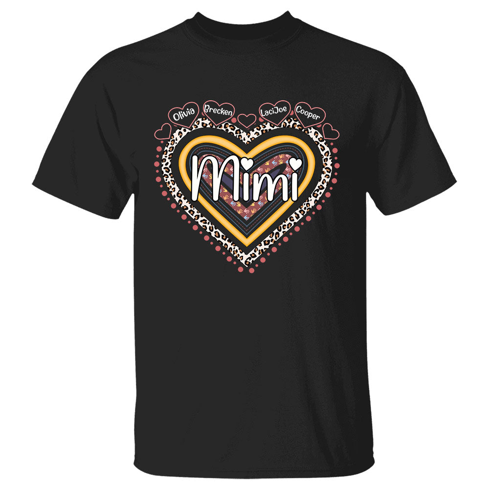 Grandma Nana Rainbow Leopard Heart Personalized Shirts For Grandma
