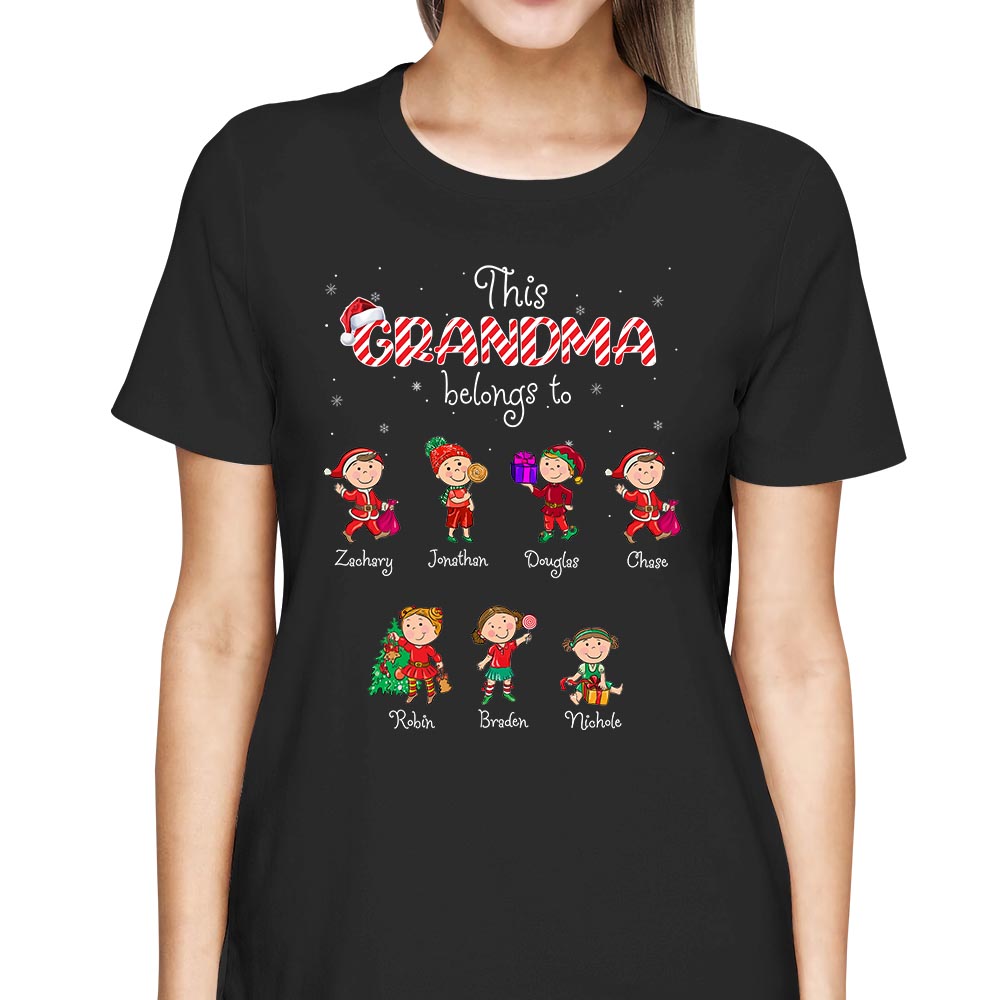 Personalized This Grandma Belongs To Custom Grandkids Name Christmas Shirt For Grandma