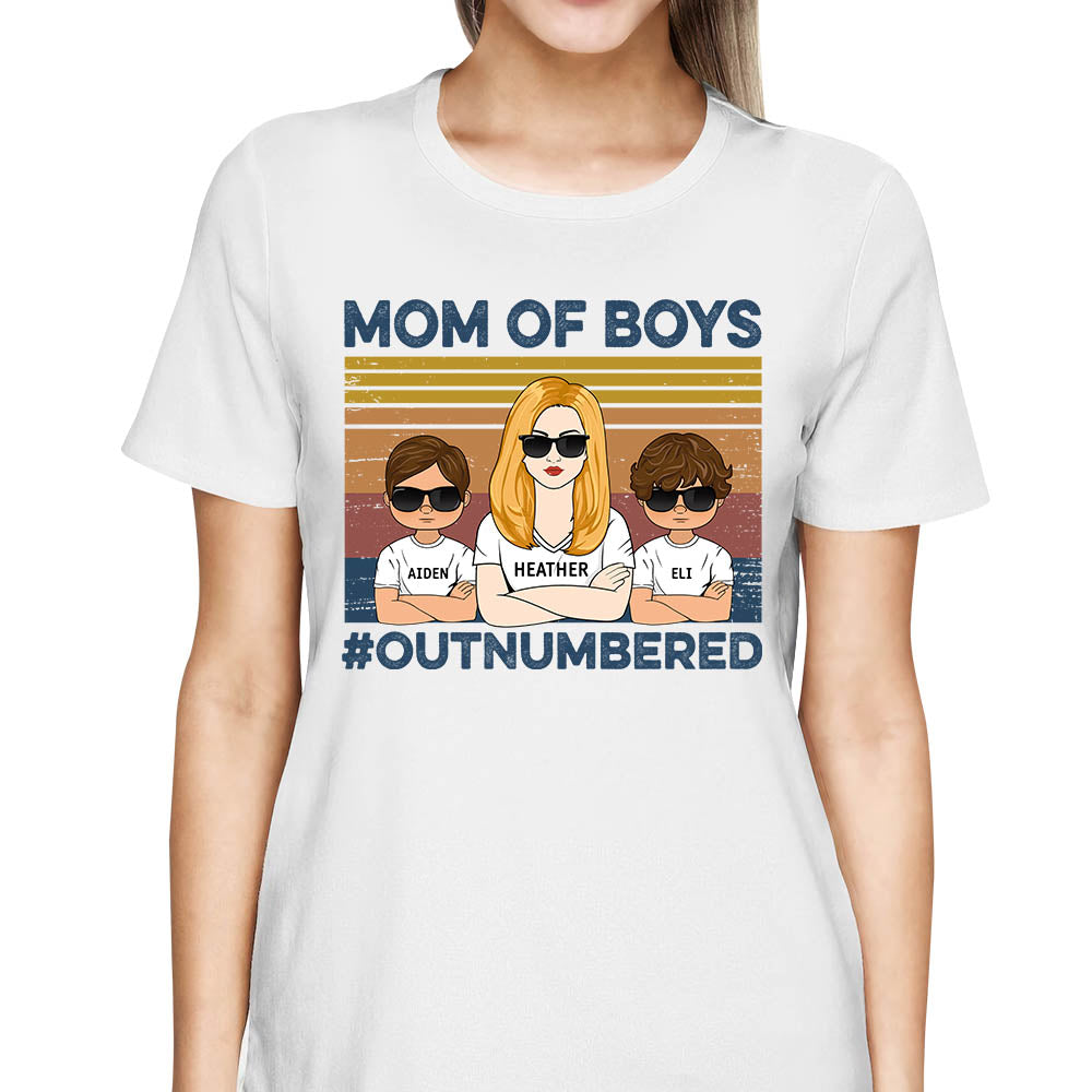 Mom Of Boys #Outnumbered Hashtag Custom Shirt Gift For Mother Mom