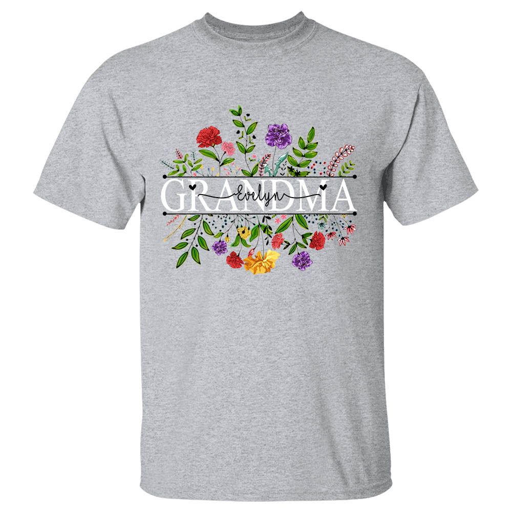 Mimi With Grandkid's Names Wildflower Custom Shirt For Grandma Nana