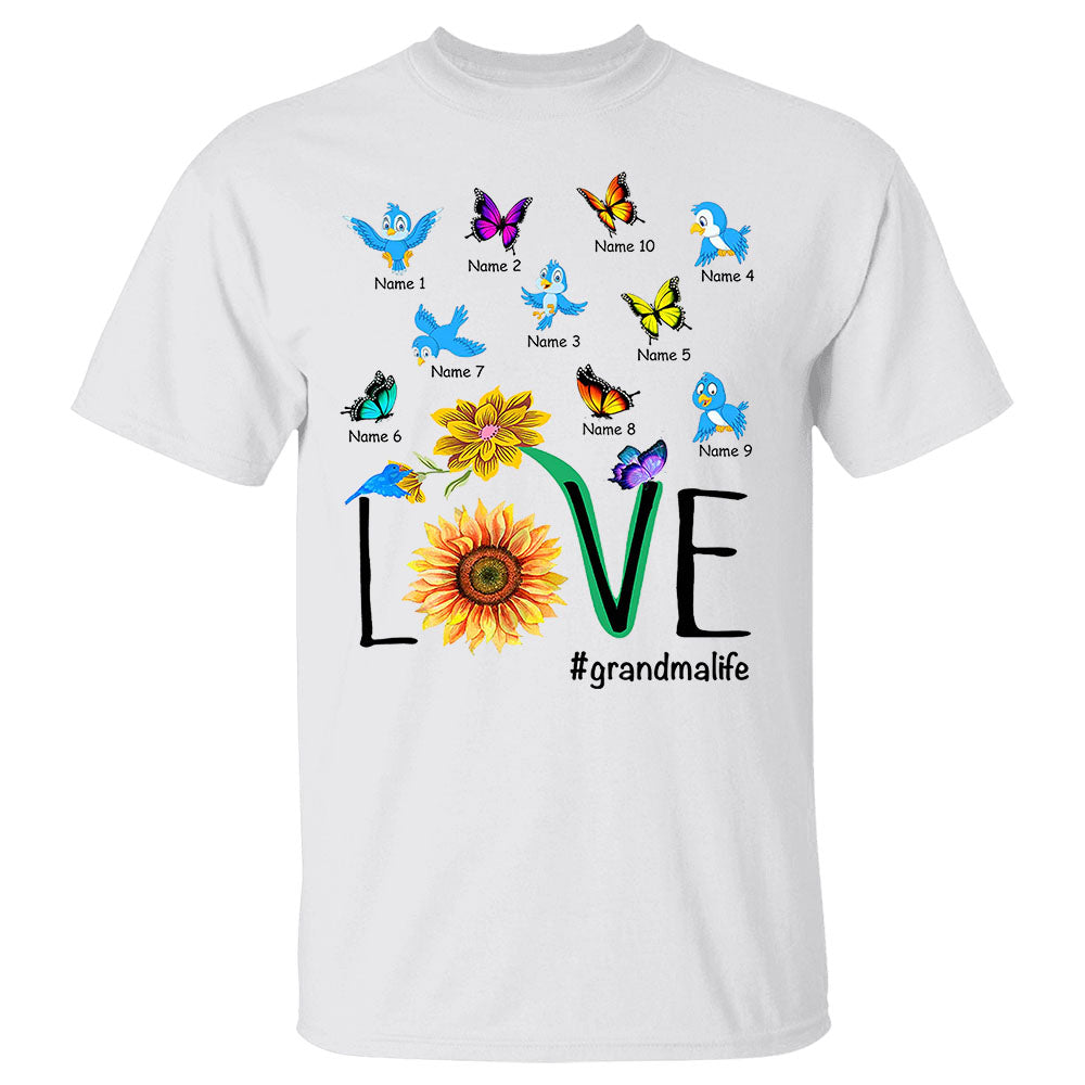 Personalized Love Grandma Life Sunflower Custom Grandma With Grandkids Name Shirt Gift For Nana