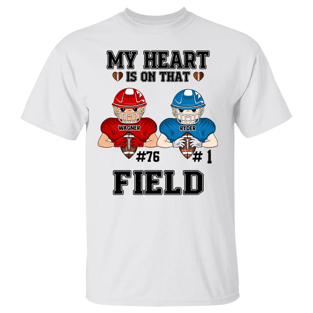 Personalized My Heart Is On That Field Football Middle Junior - Custom Football Game Days Shirt