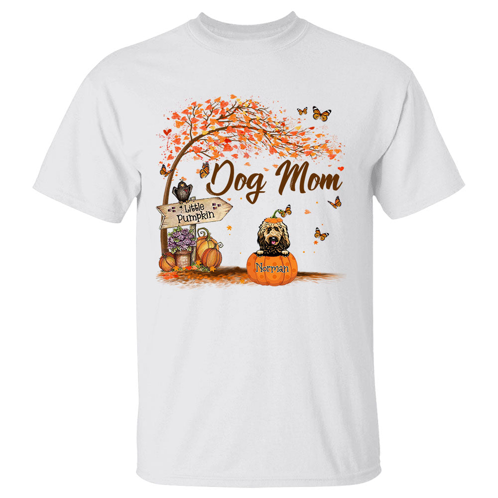 Personalized Dog Mom Shirt, Dog Mom Little Pumpkin Autumn Shirt, Custom Dog Breed Shirt