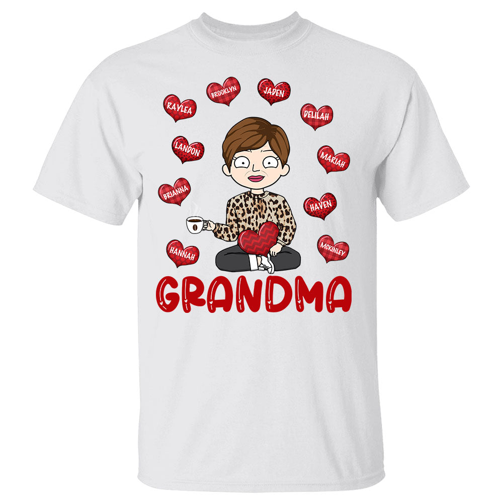 Personalized Grandma Cute Hearts Personalized Shirt For Grandma