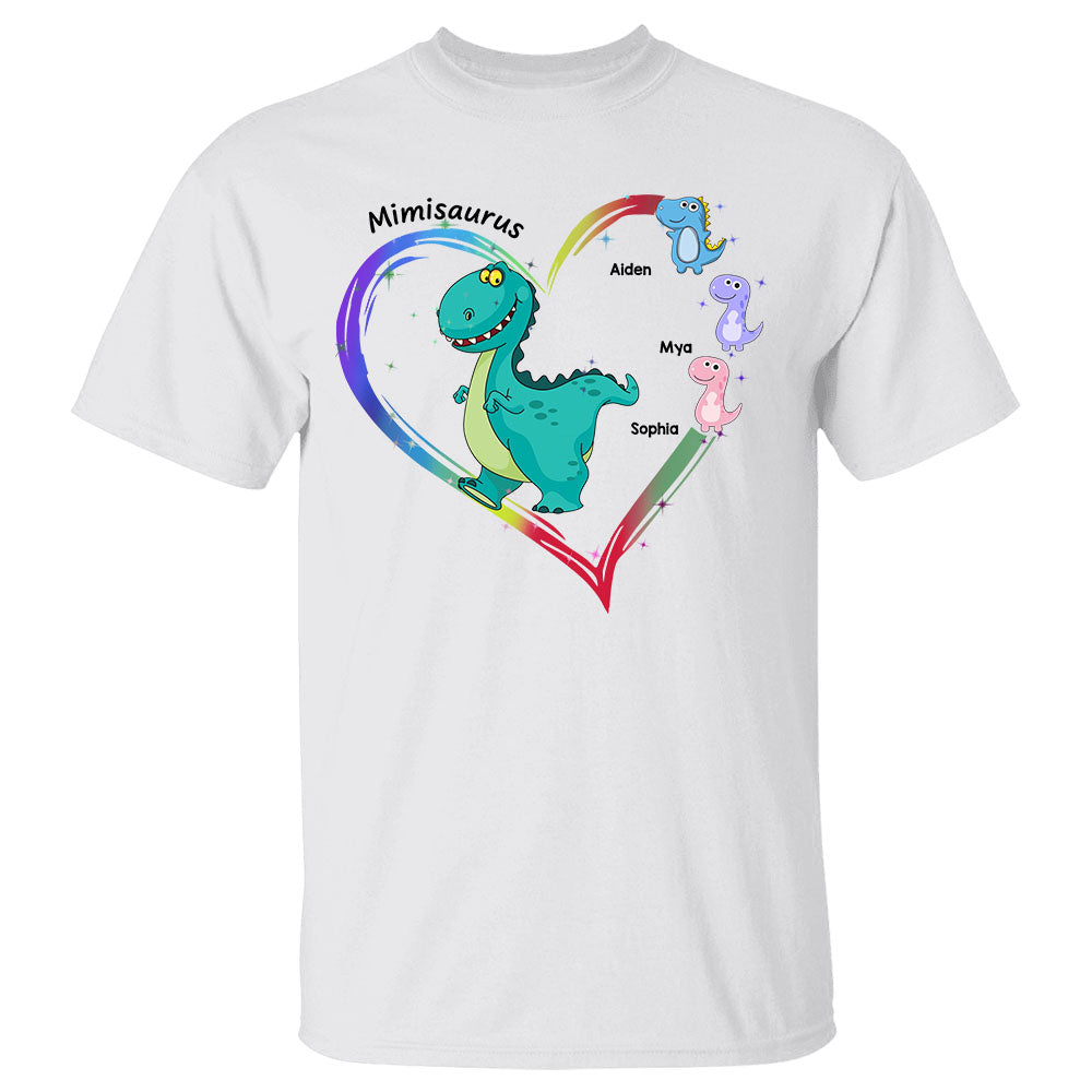 Personalized Mimisaurus Heart Shirt Gift For Grandma Mimi Nana