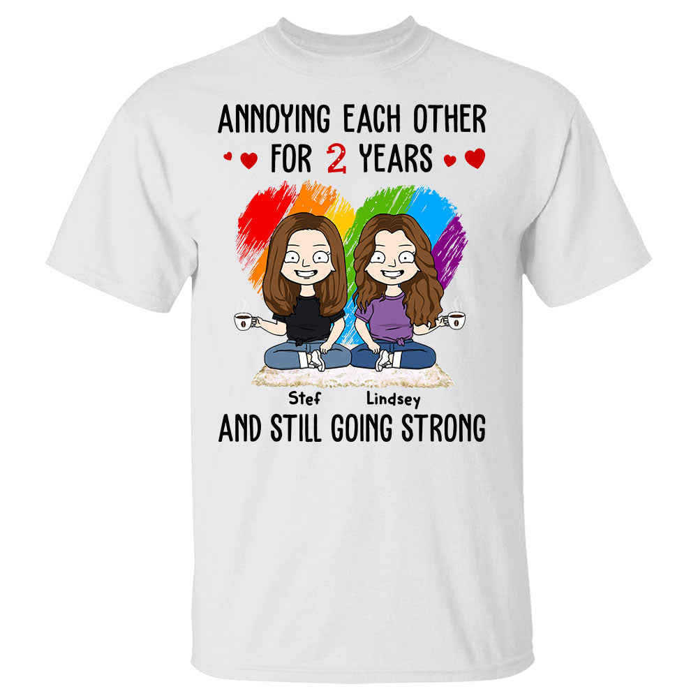 Personalized Lgbt Couple T-Shirt Annoying Each Other For Year And Still Going Strong Shirt