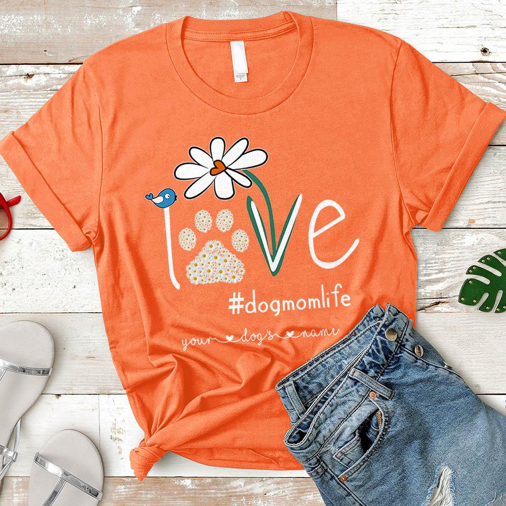 Dog Mom Daisy Flower Personalized Dogs Names T-shirt
