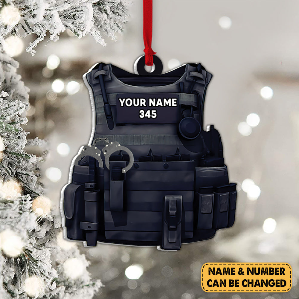 Armor Name And Number Personalized Ornament Gifts For Police Policeman