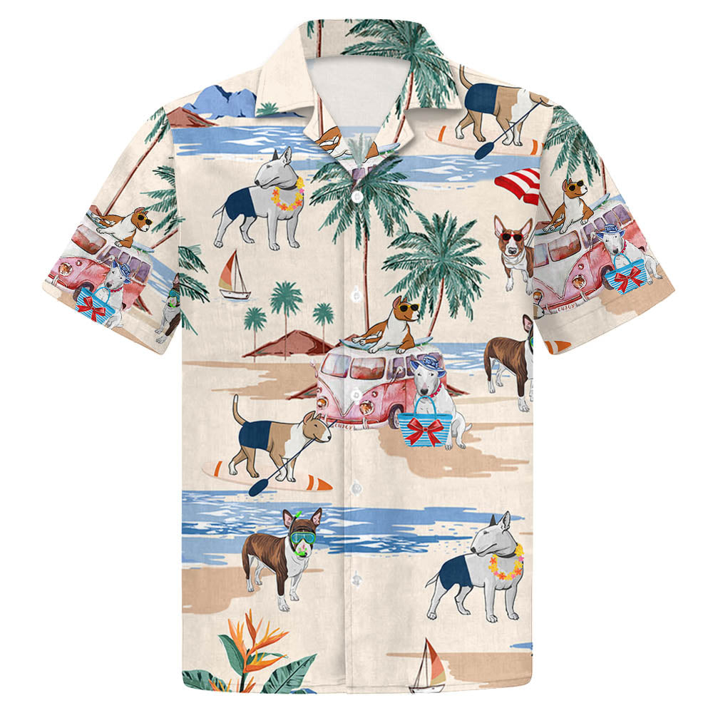 Bull Terrier Summer Beach Hawaiian Shirt