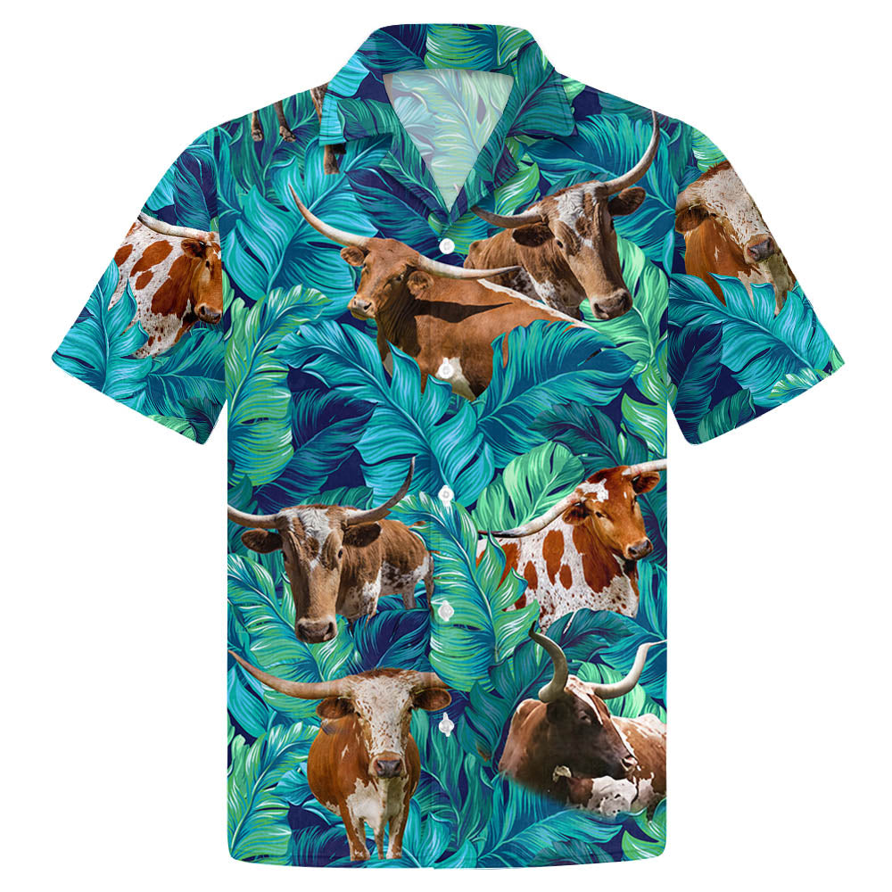 Tx Longhorn Cattle Lovers Hawaiian Shirt