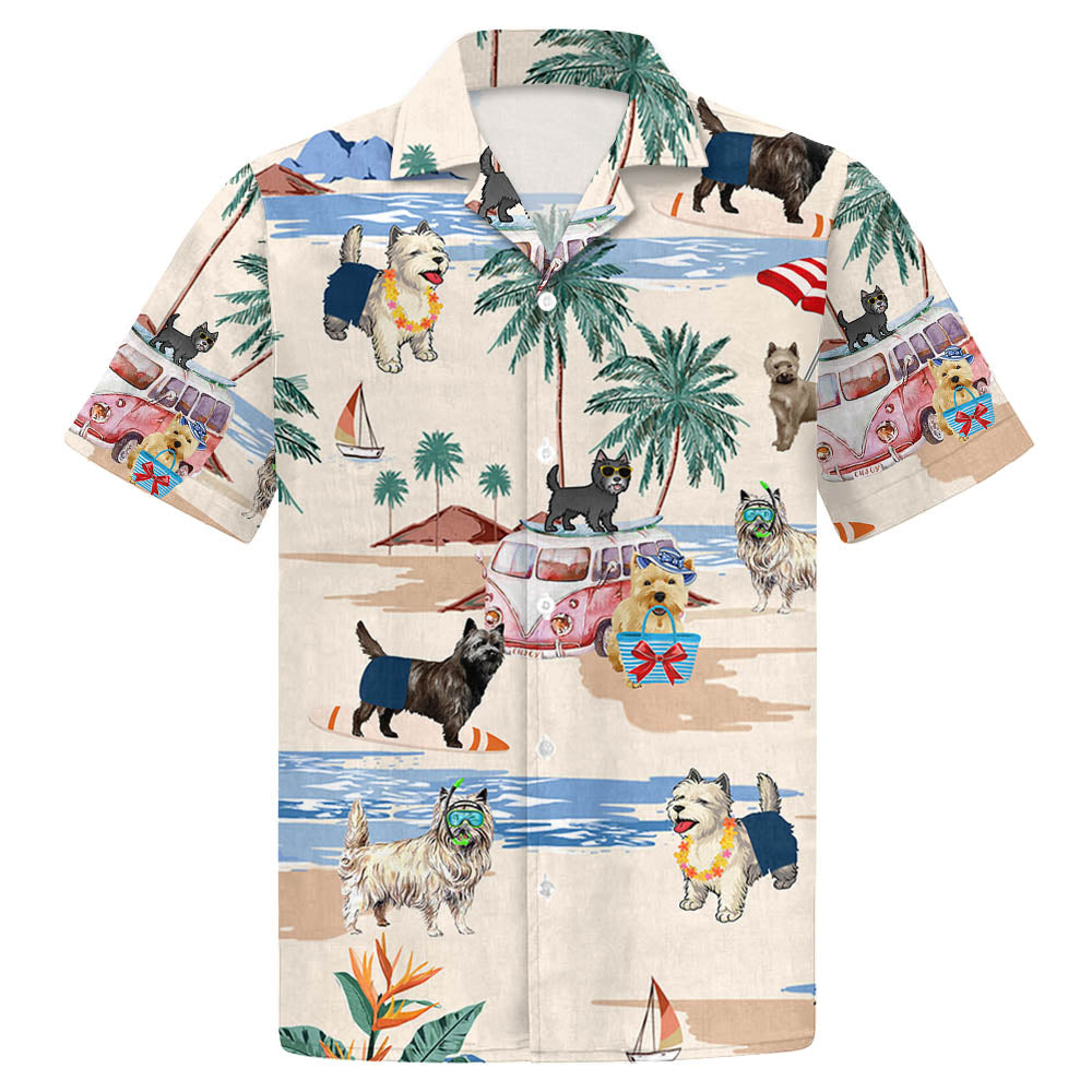 Cairn Terrier Summer Beach Hawaiian Shirt, Hawaiian Shirts For Men Short Sleeve Aloha Beach Shirt