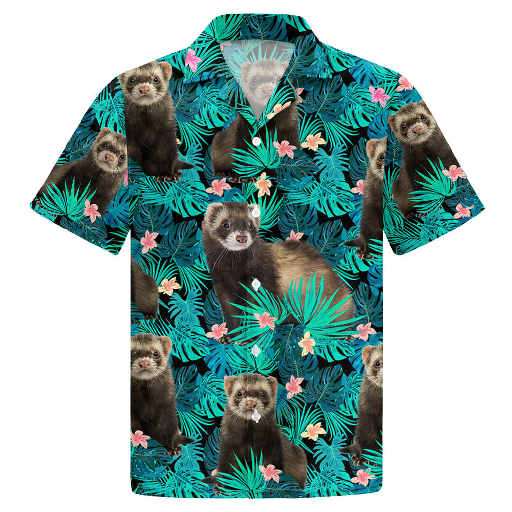Ferret Tropical Hawaiian Shirt, Summer Hawaiian Shirts For Men, Aloha Beach Shirt