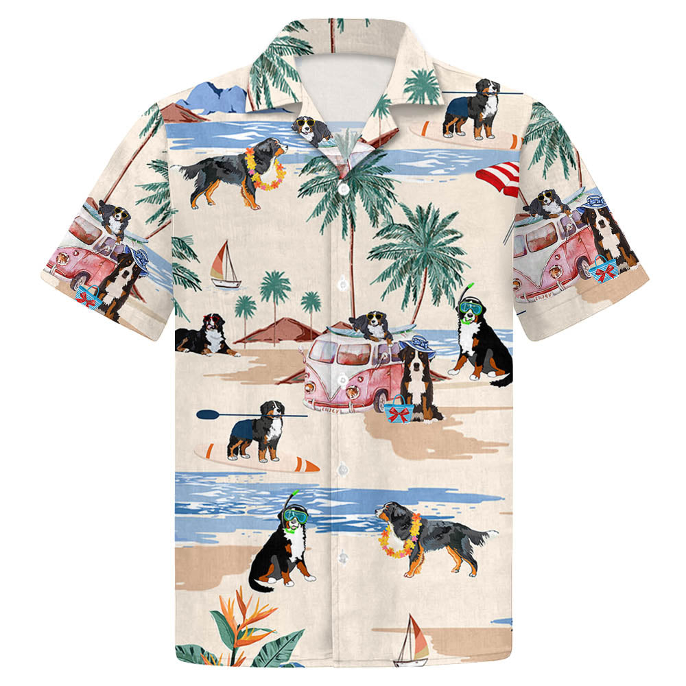 Bernese Mountain Summer Beach Hawaiian Shirt