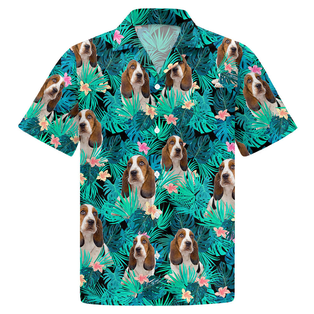 Basset Hound Tropical Hawaiian Shirt, Summer Hawaiian Shirts For Men, Aloha Beach Shirt