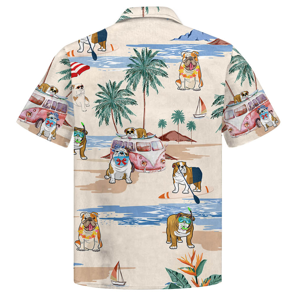 English Bulldog Summer Beach Hawaiian Shirt For English Bulldog Lover
