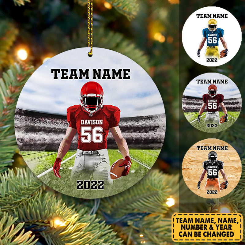 Personalized Name And Number Ornament Gift For Football Player For Football Lovers