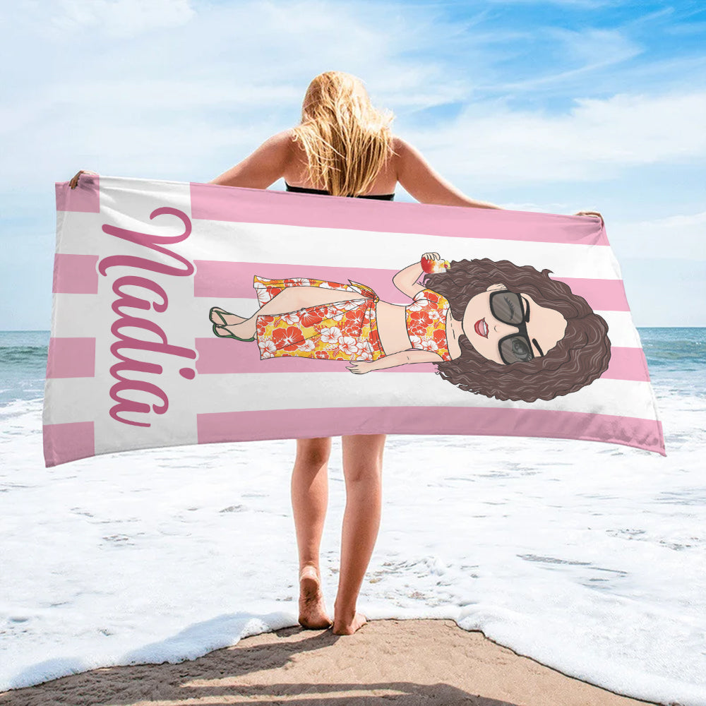 Girls Besties Personalized Beach Towel - Gift For Best Friends Sisters Sistas