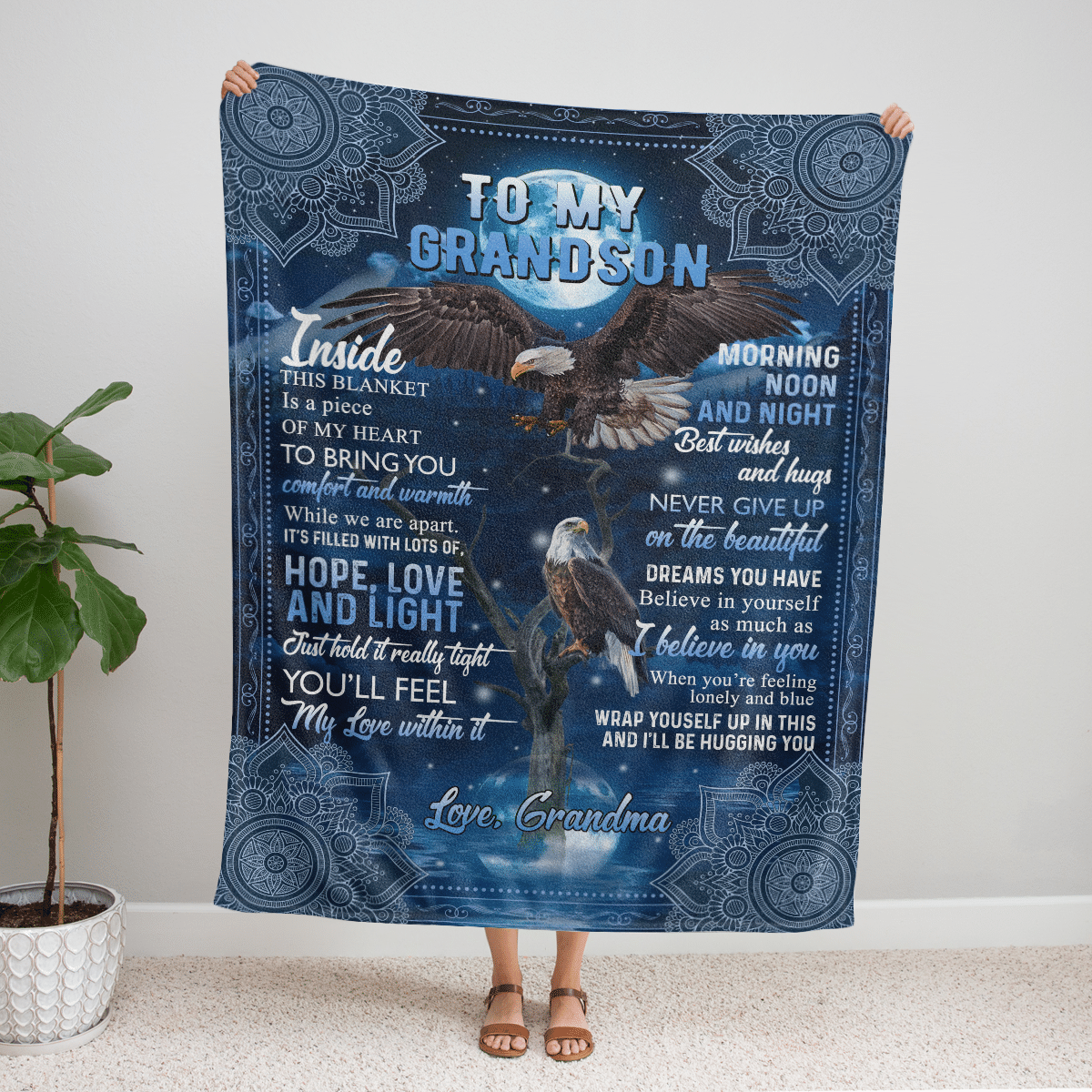 To My Grandson Inside This Blanket Is A Peace Custom Blanket Gift For Grandson From Grandmas