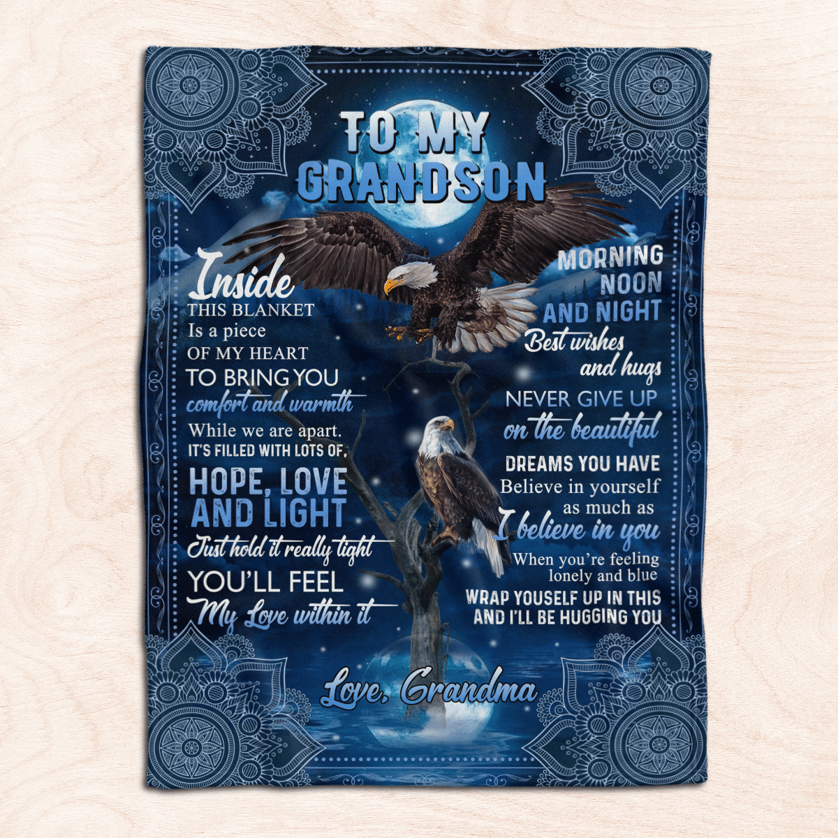 To My Grandson Inside This Blanket Is A Peace Custom Blanket Gift For Grandson From Grandmas