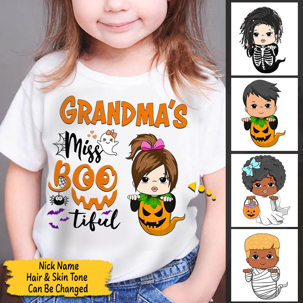 Personalized Grandma's Miss Bootiful Halloween Shirt, Funny Grandkids Boo Halloween Shirt.