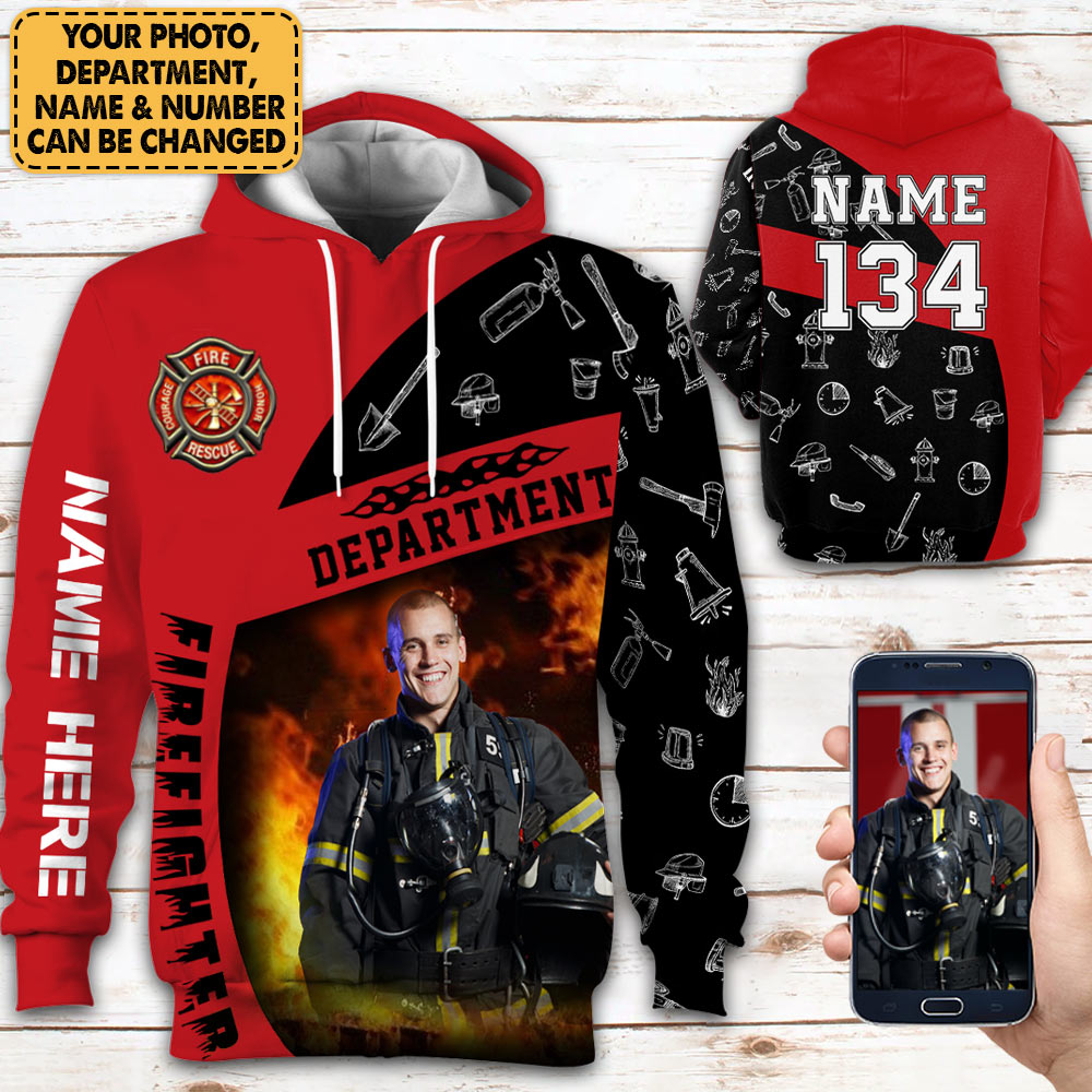 Personalized Firefighter Shirt Custom Photo All Over Print Shirt For Firefighter