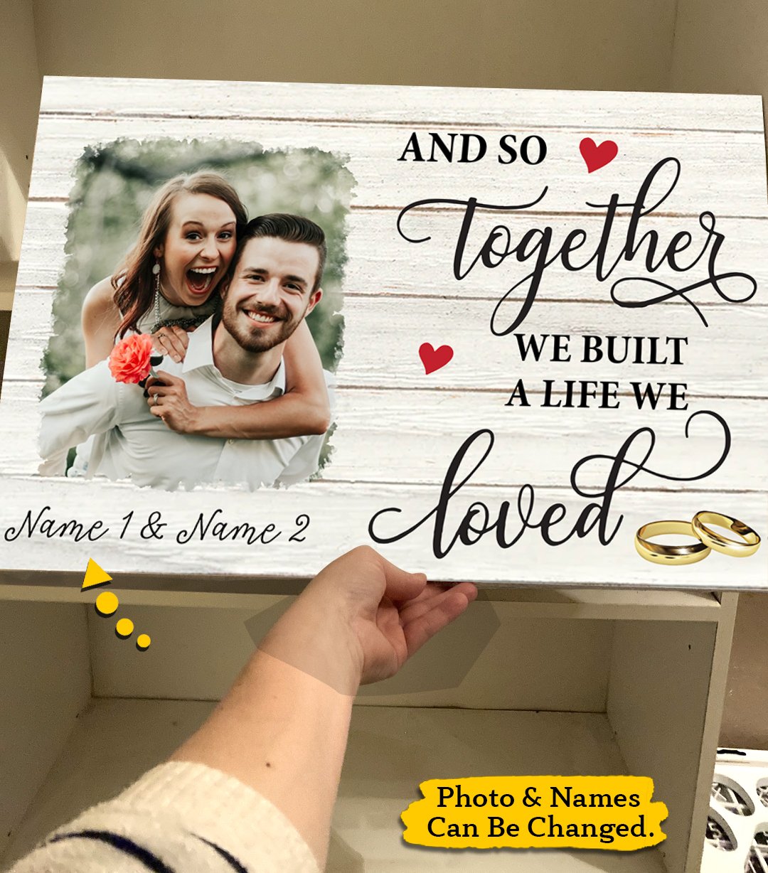 Personalized Canvas Gift For Couple - And So Together We Built A Life We Loved Picture And Name Can Be Changed