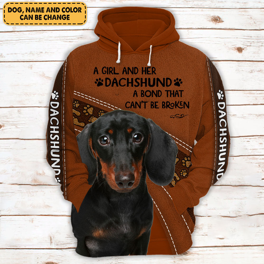 Personalized A Girl And Her Dachshund A Bond That Can't Be Broken All Over Print Shirts