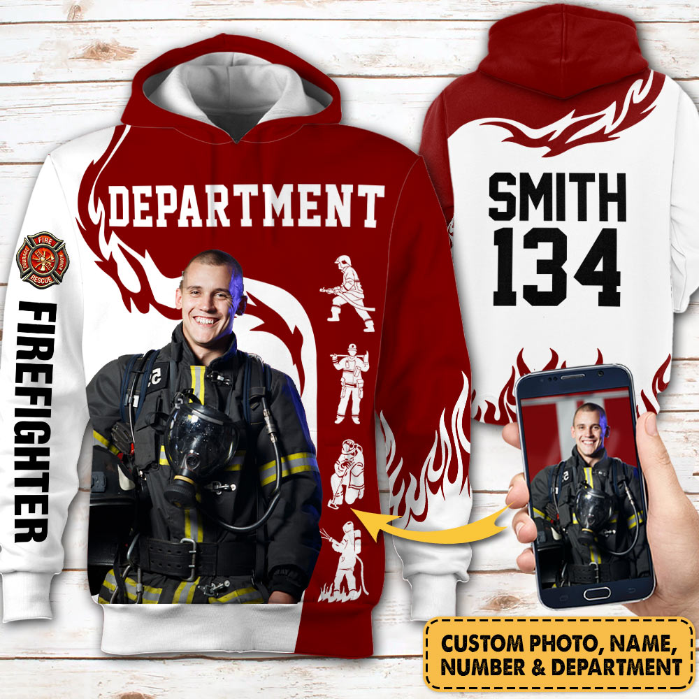 Personalized Firefighter Custom Photo Department Name All Over Print Shirt For Firefighter