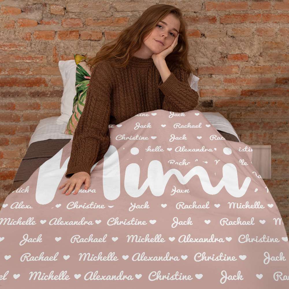 Personalized Grandma With Grandkids Names Blanket Gift For Grandma And Grandkids