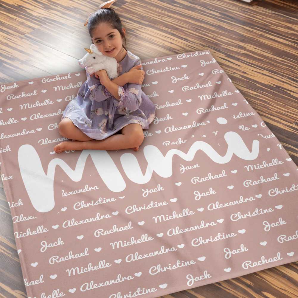 Personalized Grandma With Grandkids Names Blanket Gift For Grandma And Grandkids