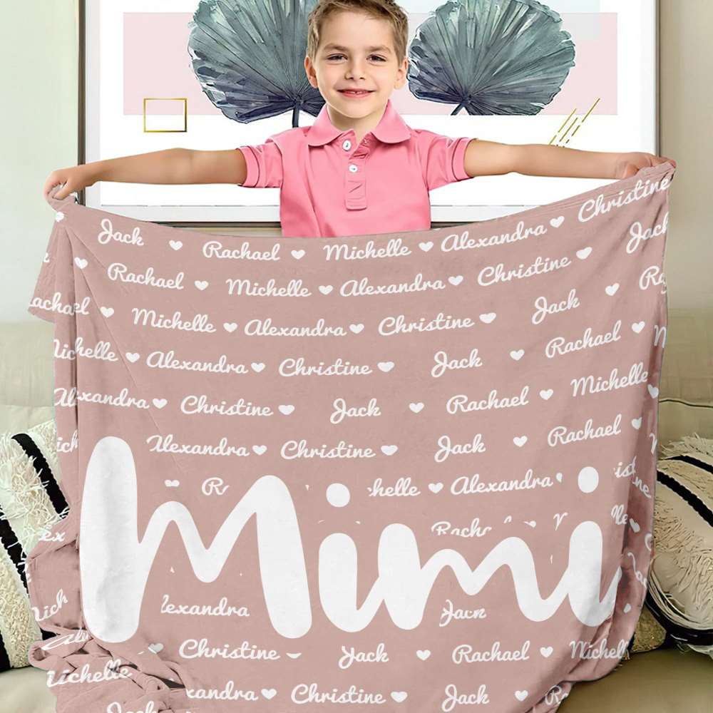 Personalized Grandma With Grandkids Names Blanket Gift For Grandma And Grandkids
