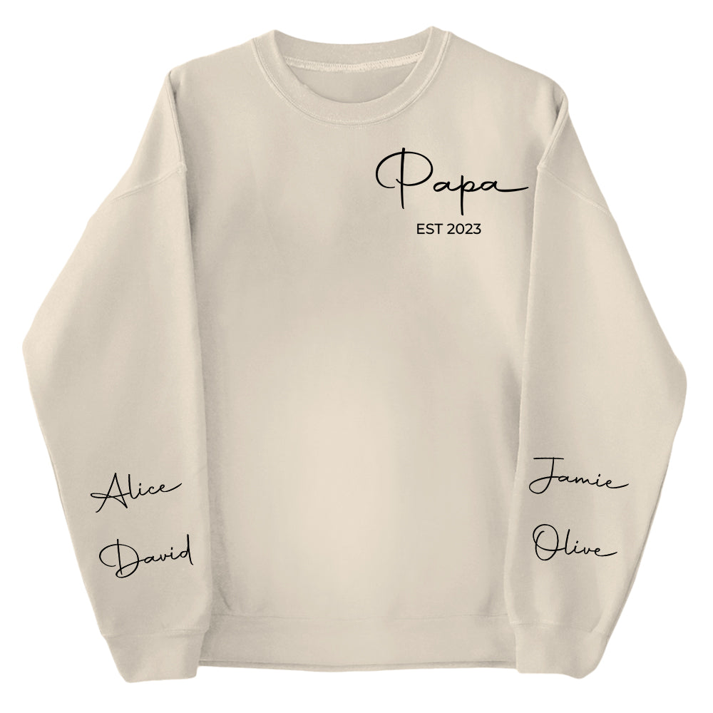 Personalize Papa Sweatshirt with Grandkids Names on Sleeve, Grandpa Sweatshirt, Abuelo Sweatshirt, Fathers Day Gift, New Grandpa Gift