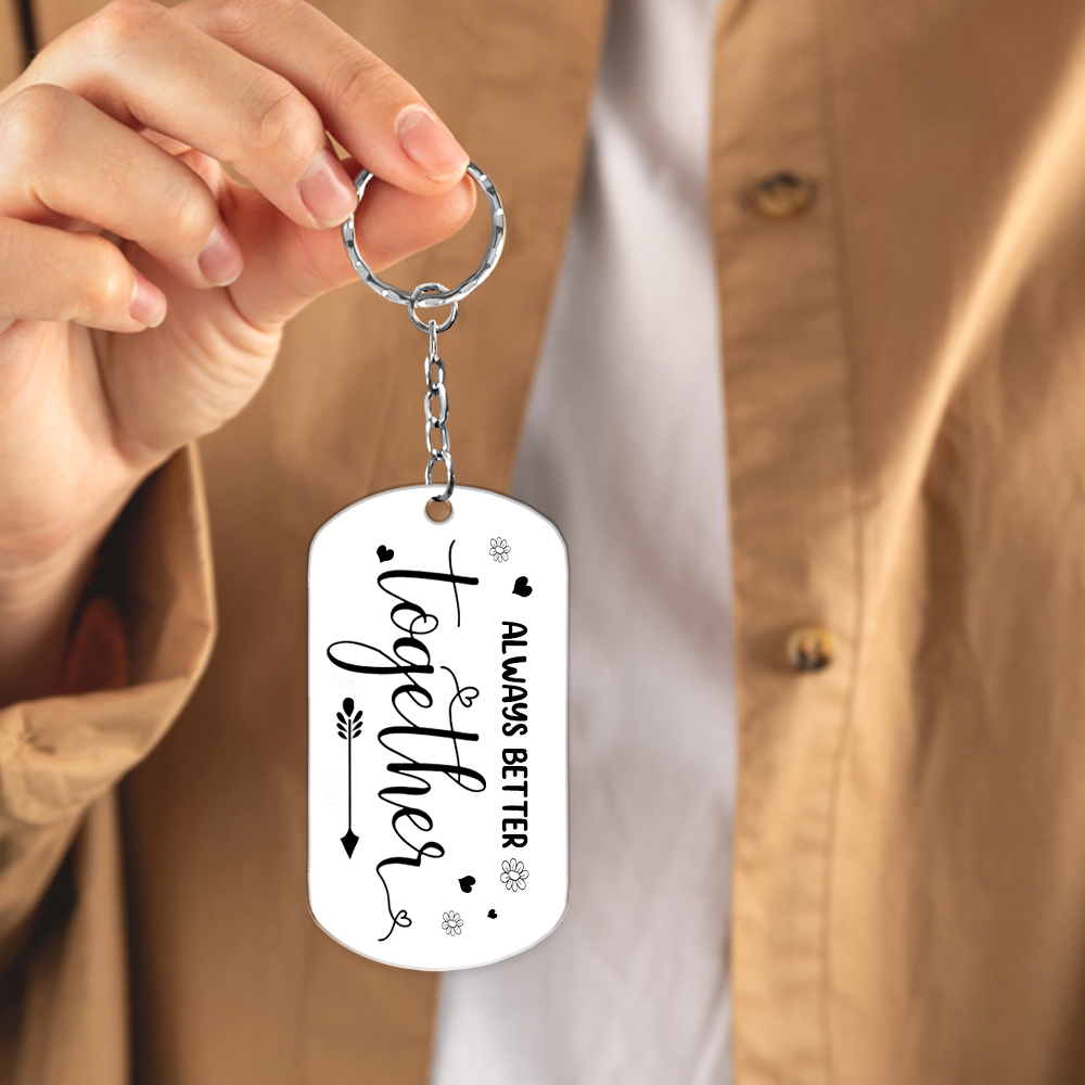 Side By Side Or Miles Apart Sisters Will Always Be Connected By The Heart, Personalized Aluminium Keychain For Your Besties & Sisters,