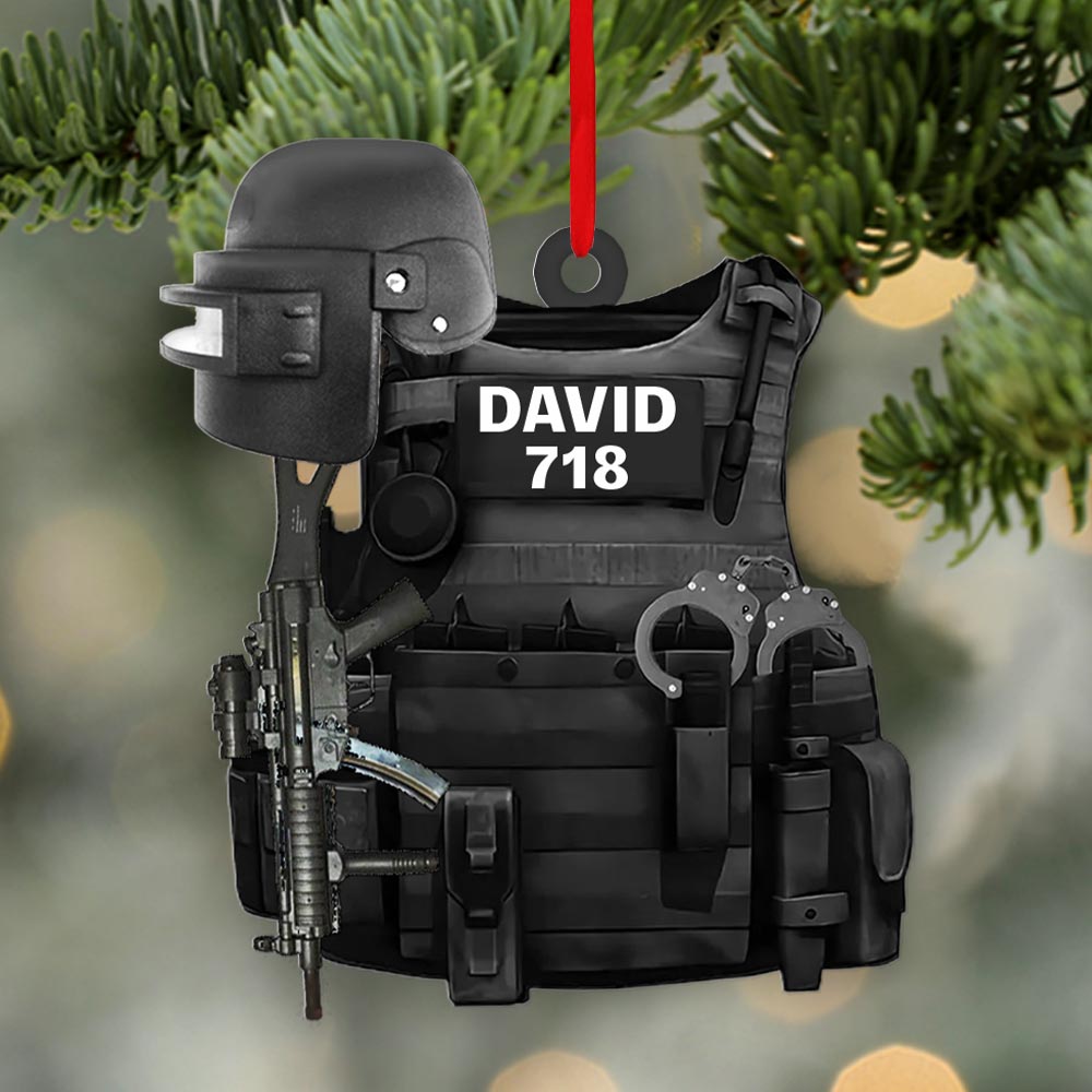 Personalized Ornament Gift For Swat Police - Swat Police Bulletproof Gun 2 Sided Ornament