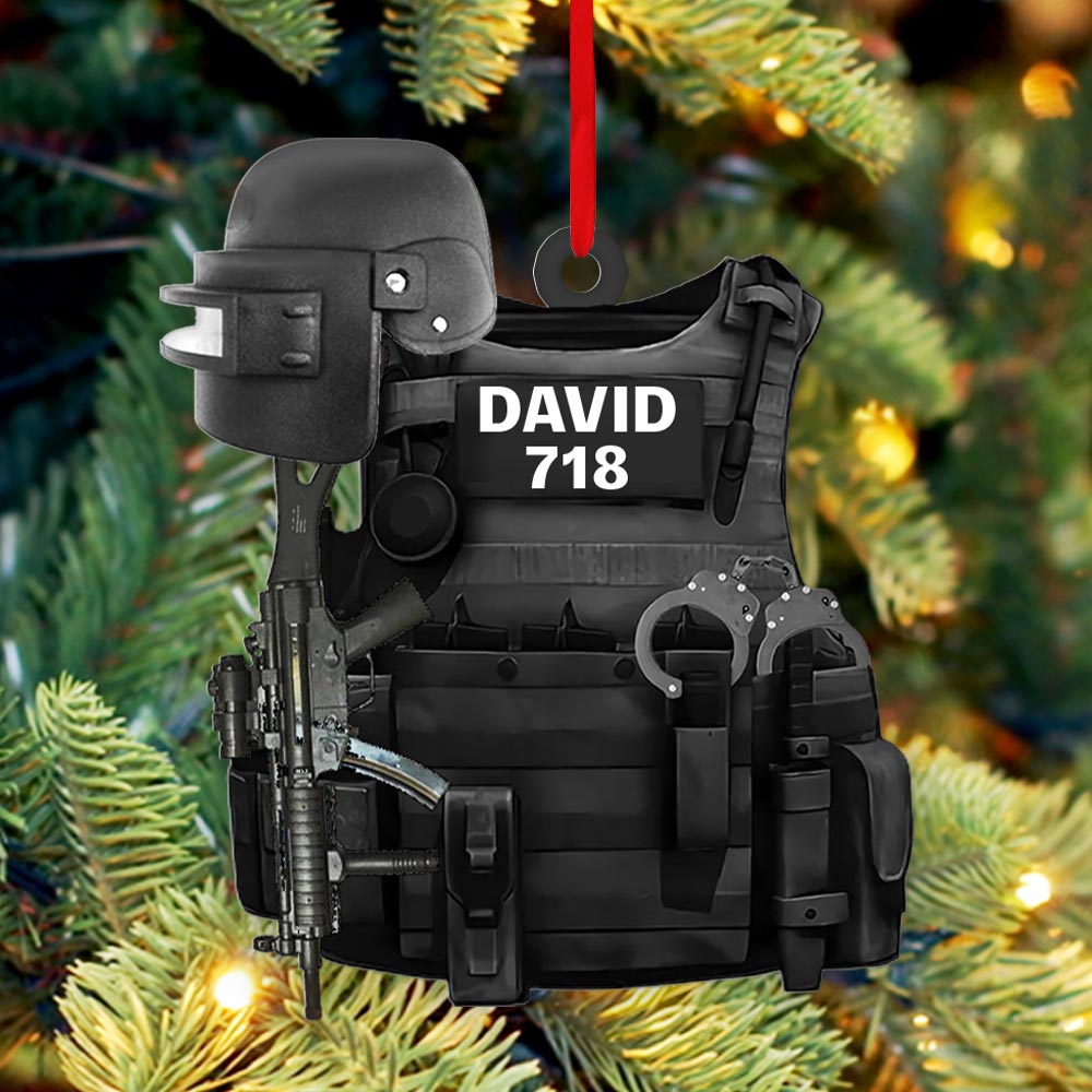 Personalized Ornament Gift For Swat Police - Swat Police Bulletproof Gun 2 Sided Ornament