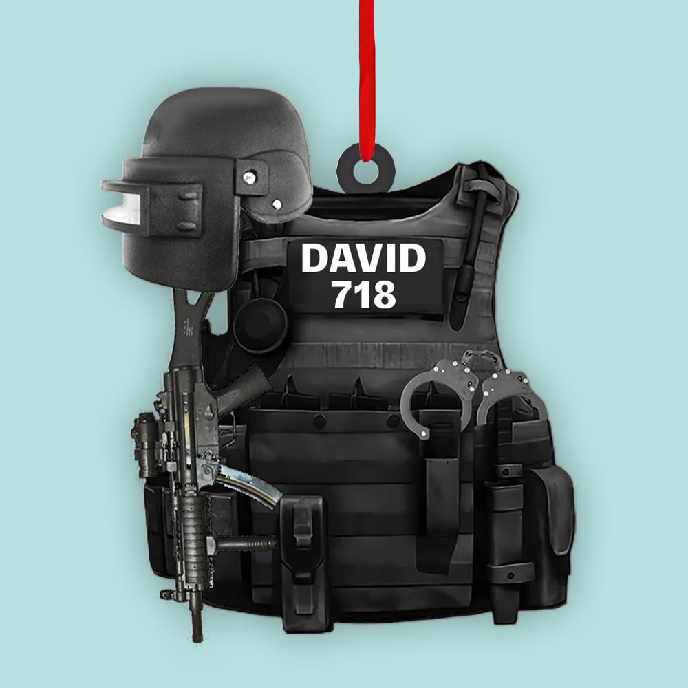 Personalized Ornament Gift For Swat Police - Swat Police Bulletproof Gun 2 Sided Ornament