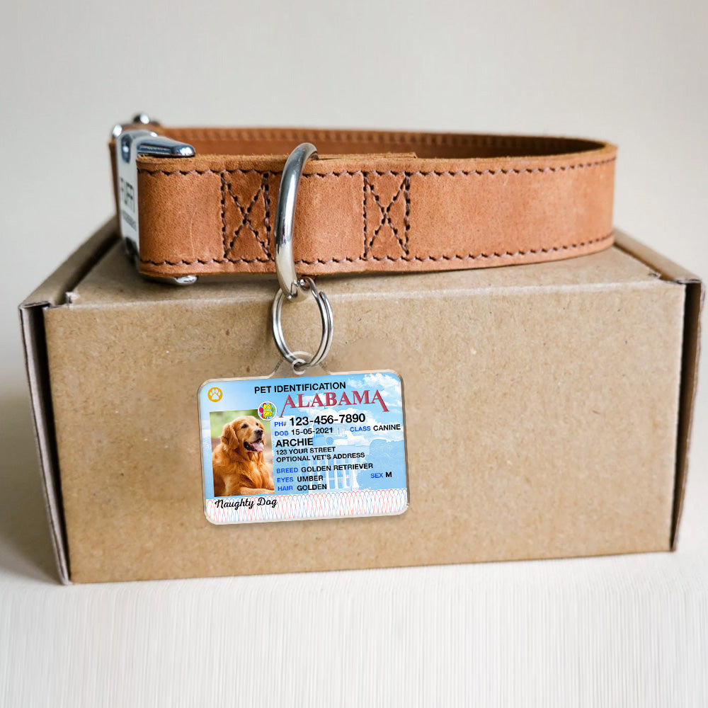 Custom Photo Pet ID Tags - Drivers License - Alabama