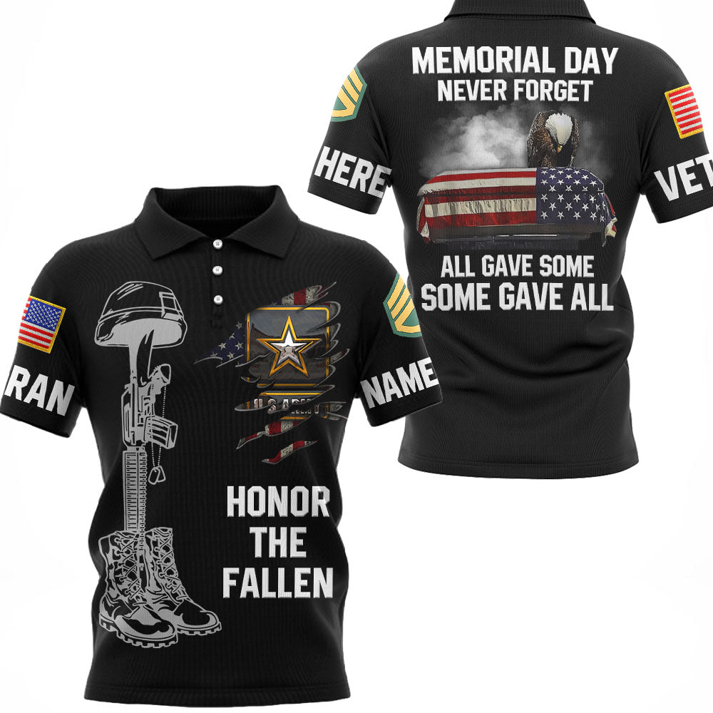 Memorial Day Never Forget All Gave Some Some Gave All Custom All Branch Name Rank All Over Print Shirt For Veteran H2511